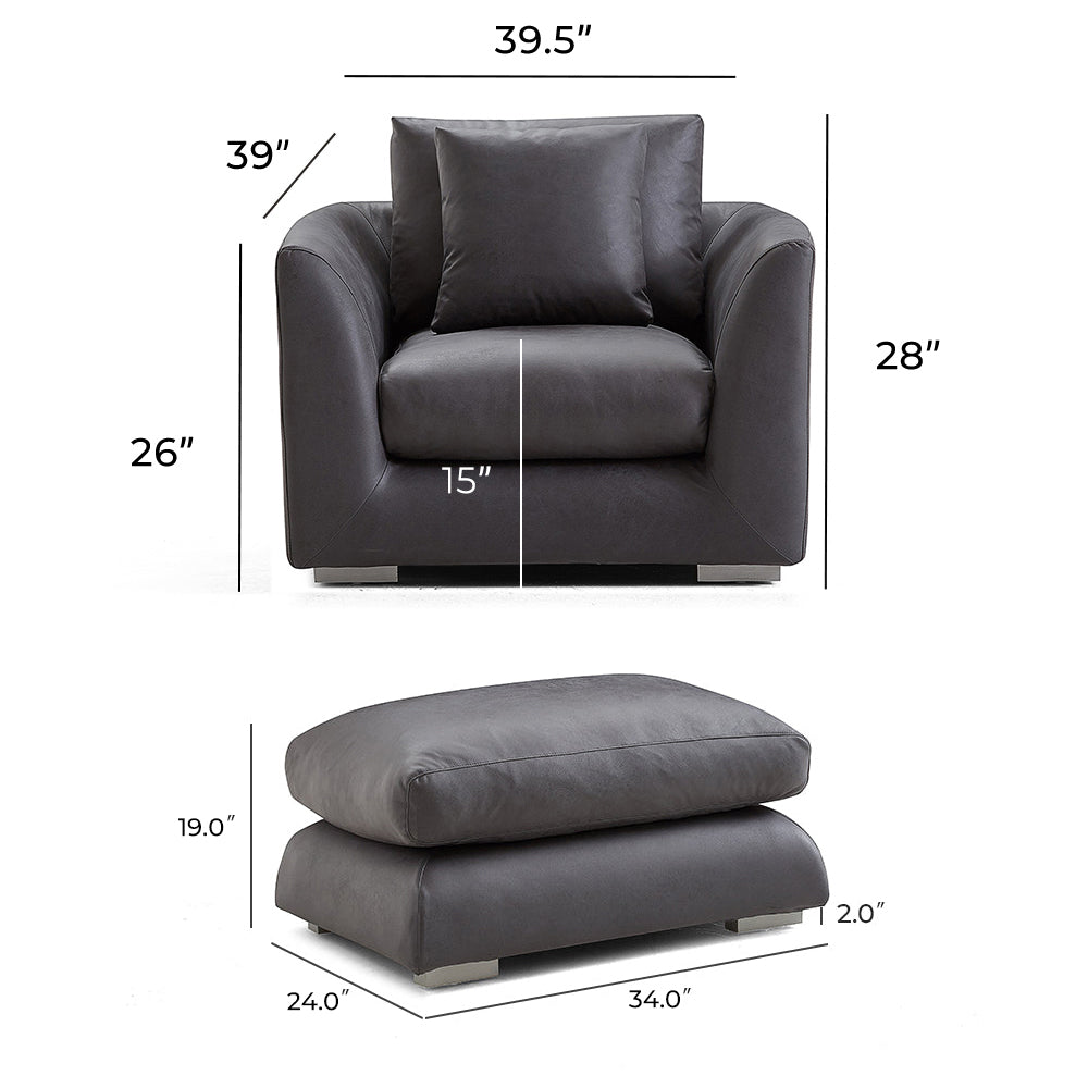 Aalto Boutique Black Feathers Double Chaise Sectional