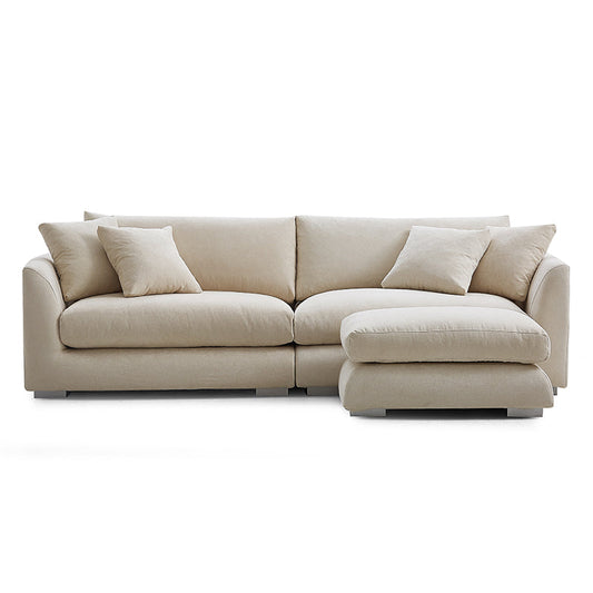 Aalto Boutique Beige Feathers Loveseat and Ottoman
